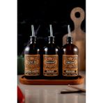 TheBRo 500 ml Amber Renkli Ahşap Stantlı Zeytinyağı, Narekşisi,Sirke Şişesi Vintage Set