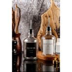 TheBRo 500ML Ahşap Stantlı Black White Serisi Zeytinyağı ve Ayçiçek Yağı Şişesi,Yağdanlık Seti