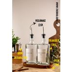 TheBRo 500ml Platinum Serisi Ahşap Stantlı Zeytinyağı Ve Ayçiçek Yağı Şişesi