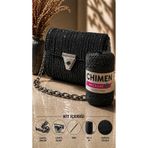 thekam Belek - Simli Siyah Çanta Örgü Kiti 45x21 (ÇANTA ZİNCİRİ, KANVAS, SİMLİ NO.4 200 Gr IP, KİLİT, IĞNE)