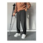 THEMANN Baggy Kalıp Pileli Boru Paçalı Siyah Pantolon