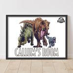 Themed Jurassic World Baskı - 3 Dinozor Kişiselleştirilmiş İsim Posteri Duvar Sanatı (Çerçevesiz, A3)