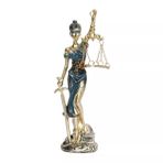 Themis Adalet Kadını Terazisi Heykeli Mavi Gold 24cm