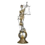 Themis Adalet Terazisi Heykeli ve Dünya Biblo Gümüş 24cm
