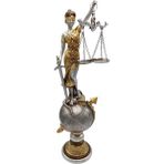 Themis Adalet Terazisi Heykeli ve Dünya Biblo Gümüş 37cm