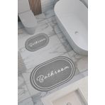 THEMODERNHANE Hasır Desenli Eko Banyo Paspası, Kaymaz Taban, Makinada Yıkanabilir, Dijital Baskı 2'li Set