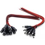 ThePoEstore 10 Çift DC Güç Kablosu 12v 5a Fiş Erkek Dişi Konnektörler, (5,5 mm x 2,1 mm Standart 18AWG Dc Güç Kuyruk Kablosu Kablosu, CCTV Güvenlik Kamerası ve Aydınlatma için