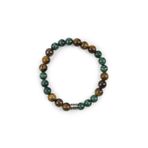 Therapium Naturalis Kahverengi Kaplangözü Malakit Doğal Taş Gümüş Bileklik