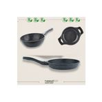 Thermoad |28 cm Wok Tava 26 cm Tava ve 20 cm Sahan Set | Gri