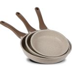 Thermoad Alüminyum Döküm Düz Tava Seti Granit Malzeme 20 cm Vizon Renkli 3'lü Set