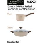 Thermoad Döküm Granit Vizon Basık Karnıyarık Pilav Tencere 28Cm + Granit Sütlük - Sosluk