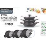 THERMOAD Granit Döküm Güveç 3 Lü Sahan Set Kapaklı 20 cm Gri Renkli Çelik Malzeme
