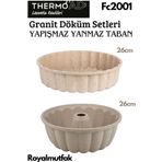 ThermoAD Granit Döküm Turta Tart Kalıbı Döküm 26cm + Döküm Sık Dilimli Kek Kalıbı 26 Cm / Vizon