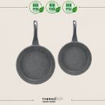 Thermoad Midas Serisi Granit Tava Seti 2 Parça Gri 20 cm-26 cm Hafif ve Dayanıklı
