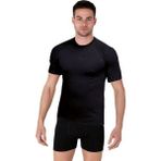 Thermoform Bambu Erkek Bisiklet Yaka Tişört Kısa Kollu Fanila Atlet ve Boxer Şort Seti Siyah - 2XL
