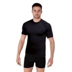 Thermoform Bambu Erkek Bisiklet Yaka Tişört Kısa Kollu Fanila Atlet ve Boxer Şort Seti Siyah