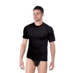Thermoform Bambu Erkek Bisiklet Yaka Tişört Kısa Kollu Fanila Atlet ve Slip Külot Seti Siyah
