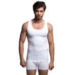 Thermoform Bambu Erkek Kolsuz Bisiklet Yaka Atlet ve Boxer Şort Seti Beyaz