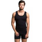 Thermoform Bambu Erkek Kolsuz Bisiklet Yaka Atlet ve Boxer Şort Seti Siyah