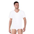 Thermoform Bambu Erkek V Yaka Tişört Kısa Kollu Fanila Atlet Ve Slip Külot Seti Beyaz
