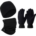 Thermoform Polar Unisex Eldiven Bere Boyunluk Seti Siyah