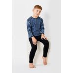 Thermoform Ultimate Merino Çocuk Seamless Çizgili Termal Uzun Kollu Içlik Seti Mavi - Çok Renkli