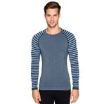 Thermoform Ultimate Merino Erkek Seamless Çizgili Termal Uzun Kollu Üst İçlik Sweatshirt Mavi