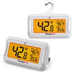 ThermoPro Geniş Arkadan Aydınlatmalı LCD Ekranlı Buzdolabı Termometre, Su Geçirmez Dondurucu Buzdolabı Termometre, Maksimum/Dakika Kayıtlı, Kolay Değiştirme, Manyetik ve Stand Seçeneği, Oda