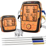 Thermopro TP27C Alarmlı, Işıklı, Kablosuz 150M Menzilli ve 4 Problu Profesyonel Frın Termometresi - Renkli