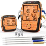 ThermoPro TP27C Kablosuz Profesyonel Barbekü ve Fırın Termometresi, 4 Problu ve 150 Metre Menzilli Et Isı Ölçer (Alarmlı)