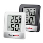 ThermoPro TP49 İklim Göstergeli Siyah ve Beyaz Renk Dijital Mini Termometre - Higrometre 2'li Seti