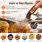 Thermopro TP605 Katlanabilir Problu Profesyonel Gıda Pişirme Termometresi-Siyah