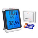ThermoPro TP65 Dijital İç ve Dış Mekan Termometre, Dokunmatik Işıklı Dev Ekran, Kablosuz Sensörlü Nem ve Sıcaklık Ölçer