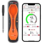 Thermopro TP970 Şarjlı 182M Kablosuz Alarmlı 1problu Telefon Kontrollü Profesyonel Gıda Termometresi - Turuncu - Siyah