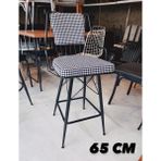 TheSandalyeShop Yeni Reina Bar Sandalyesi Kazayağı Kumaş Döşeme 65 cm .90 ile 96 cm Arası Ada&masalara Uygundur - Siyah - Beyaz