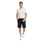 TheSeason Erkek Pamuklu Keten Görünümlü Beli Lastikli Relaxed Fit Şort (Siyah, XL)