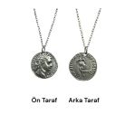 Thetis Deniz Tanrıçası Figürlü Roma Para Kolye – Çift Taraflı – 1 Adet – 60 Cm Zincirli Metal Kolye