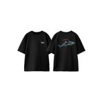 THEWERT Köpek Balıgı Jokey Tasarım Sırt Baskılı Pamuk Siyah Oversize T-shirt