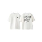 THEWERT Led Zeppelin Melek Tasarım Sırt Baskılı Pamuk Beyaz Oversize T-shirt