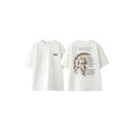 THEWERT Spartan Kask Tasarım Sırt Baskılı Pamuk Beyaz Oversize T-shirt