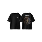 THEWERT Spartan Kask Tasarım Sırt Baskılı Pamuk Siyah Oversize T-shirt
