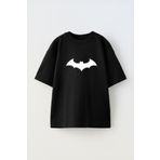 THEWERT Unisex Batman Yarasa Tasarım Baskılı Pamuk Sıyah Oversize T-shirt