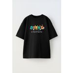 THEWERT Unisex Pokemon Pikachu Tasarım Baskılı Pamuk Sıyah Oversize T-shirt