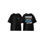THEWERT Vıntage Race Air Cooled Tasarım Sırt Baskılı Pamuk Siyah Oversize T-shirt