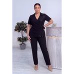 thezkscom Büyük Beden Siyah Payetli İkili Takım – Gömlek Yaka Bluz & Pantolon
