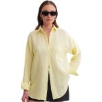 Thiff Gymwear Kadın Oversize Basic Cepli Müslin Gömlek - Sarı