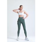 THIFF GYMWEAR Yeşil Yüksek Bel Sıkılaştırıcı Toparlayıcı Push-up Çift Cepli Bilek Hizasında Spor Tayt