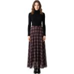 Thiff Kadın Ekose Desen Etek - Bordo - L - XL
