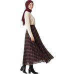 Thiff Tesettür Kadın Ekose Desen Etek - Bordo - S - M