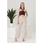 Thin Shop Yüksek Bel Pileli Palazzo Bej Pantolon - 42 - Siyah